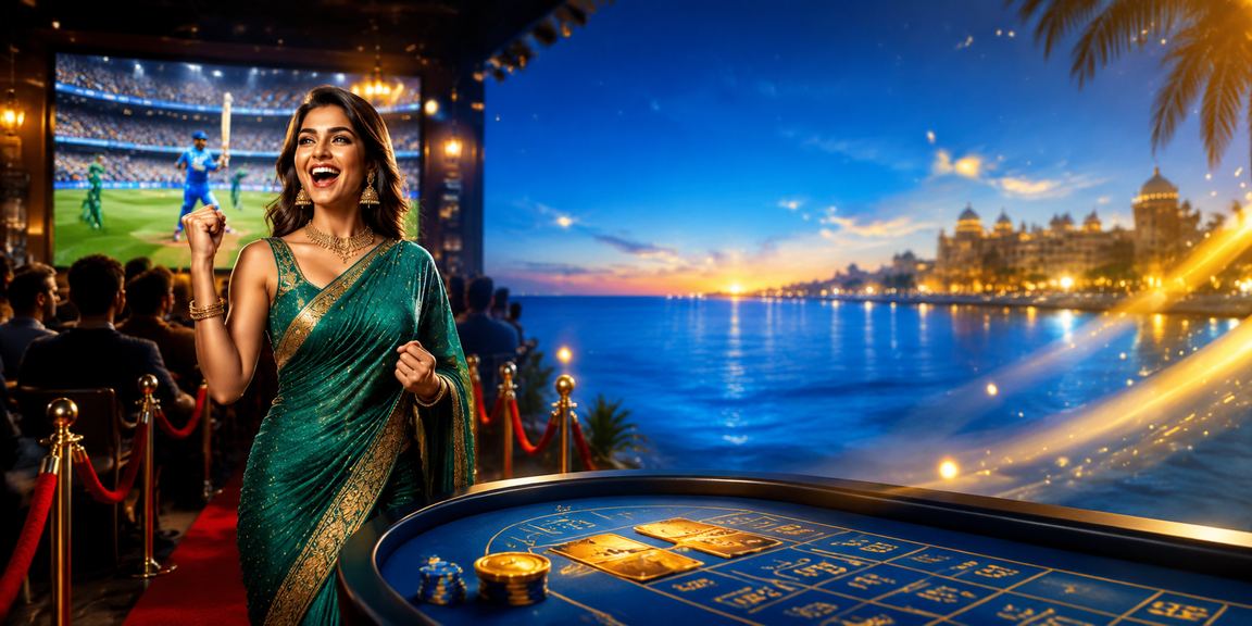 Indian woman wearing saree enjoying cricket betting at gm2